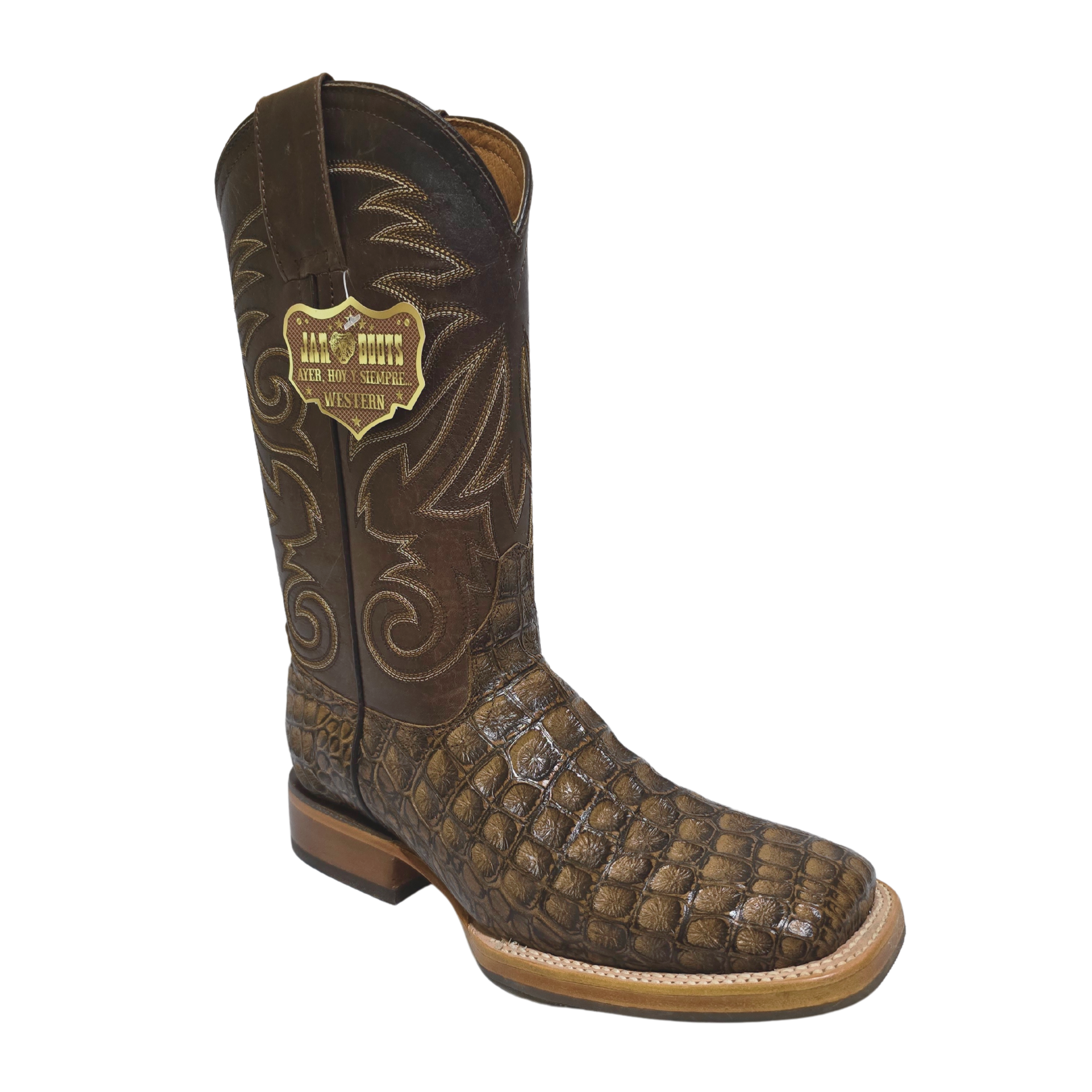 Jar Boot Men\'s Size 8.5 Black Croc Leather Embroidered Pointed Toe Western Boots Handmade Black Crocodile Leather Cowboy Boots for Men  main image 2