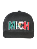EL GENERAL Mexican States Flag Colors Embroidered Snapback Cap, Black