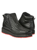 EL GENERAL  Men’s Woven Ankle Boots with Zipper, Black