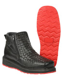 EL GENERAL  Men’s Woven Ankle Boots with Zipper, Black