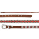 EL GENERAL Faux Leather with Red & Clear Rhinestone Pattern Hatband