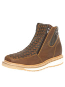 EL GENERAL Men’s Petatillo Print with Zipper Ankle Boot, Tan