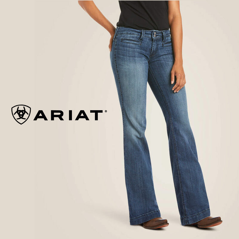 Ariat Women's Trouser Mid Rise Stretch Outseam Ella Wide Leg Jean 10018360