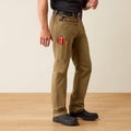 ARIAT Men’s Rebar M4 Low Rise DuraStretch Made Tough Stackable Straight Leg Pant, Field Khaki