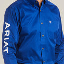 ARIAT Men's Team Logo Twill Fitted Long Sleeve Shirt, Royal