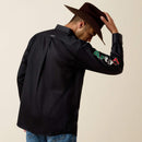 ARIAT Men's Team Logo Twill Classic Fit Mexico Shirt, Black