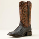 ARIAT Men's Classic Callen Caiman Belly Wide Square Toe Western Boot, Chocolate