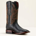 ARIAT Men's Classic Cash Genuine Ostrich Wide Square Toe Western Boot, Black