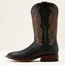 ARIAT Men's Classic Cash Genuine Ostrich Wide Square Toe Western Boot, Black