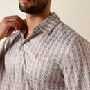ARIAT Men's All Over Print Polo, Taupe