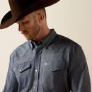 ARIAT Men's Wrinkle Free Refined Slub Classic Fit Shirt, Blue