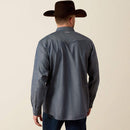 ARIAT Men's Wrinkle Free Refined Slub Classic Fit Shirt, Blue