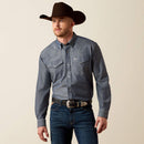 ARIAT Men's Wrinkle Free Refined Slub Classic Fit Shirt, Blue