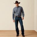 ARIAT Men's Wrinkle Free Refined Slub Classic Fit Shirt, Blue