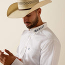 ARIAT Men's Team Logo Twill Fitted Shirt, White Blue