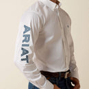 ARIAT Men's Team Logo Twill Fitted Shirt, White Blue