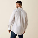 ARIAT Men's Team Logo Twill Fitted Shirt, White Blue