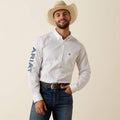 ARIAT Men's Team Logo Twill Fitted Shirt, White Blue