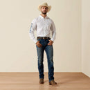 ARIAT Men's Team Logo Twill Fitted Shirt, White Blue