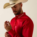 ARIAT Men's Team Logo Lightweight Twill Fitted Shirt, Red