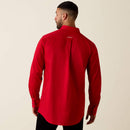 ARIAT Men's Team Logo Lightweight Twill Fitted Shirt, Red