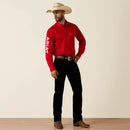 ARIAT Men's Team Logo Lightweight Twill Fitted Shirt, Red