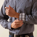 ARIAT Men's Wrinkle Free Dennis Fitted Snap Shirt, Navy