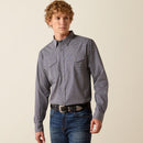ARIAT Men's Wrinkle Free Dennis Fitted Snap Shirt, Navy
