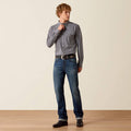 ARIAT Men's Wrinkle Free Dennis Fitted Snap Shirt, Navy
