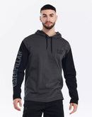 CATERPILLAR Men's UPF Hooded Banner L/S Tee , Dark Grey
