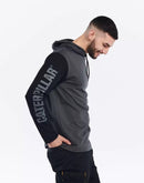 CATERPILLAR Men's UPF Hooded Banner L/S Tee , Dark Grey
