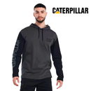 CATERPILLAR Men's UPF Hooded Banner L/S Tee , Dark Grey