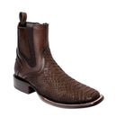 CUADRA Men's Genuine Leather Zipper & Elastic Square Toe, Brown
