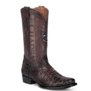 CUADRA Men's Genuine Alligator Leather Laser & Embroidery Western Boot, Chocolate
