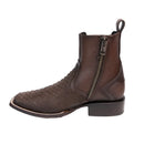 CUADRA Men's Genuine Leather Zipper & Elastic Square Toe, Brown