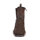 CUADRA Men's Genuine Leather Zipper & Elastic Square Toe, Brown
