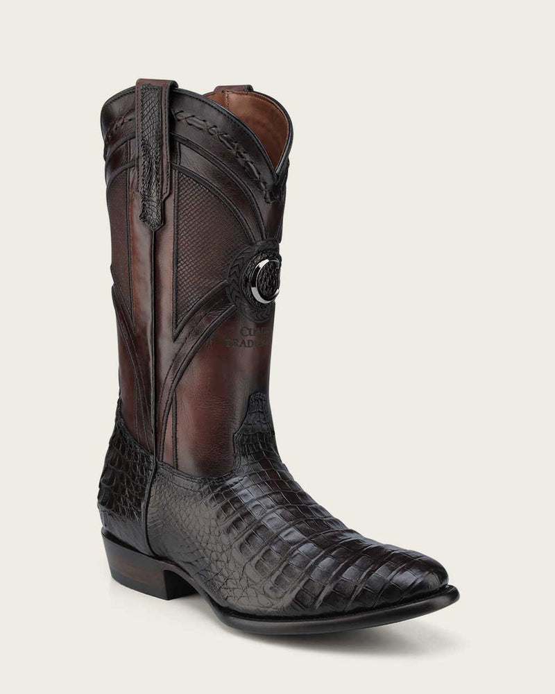 Cuadra Men's Western Boot Genuine Caiman Belly Laser & Embroidery Round Toe CU857