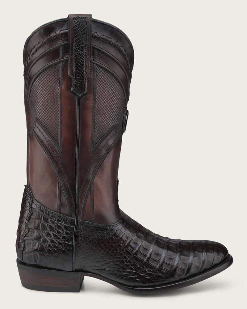 Cuadra Men's Western Boot Genuine Caiman Belly Laser & Embroidery Round Toe CU857