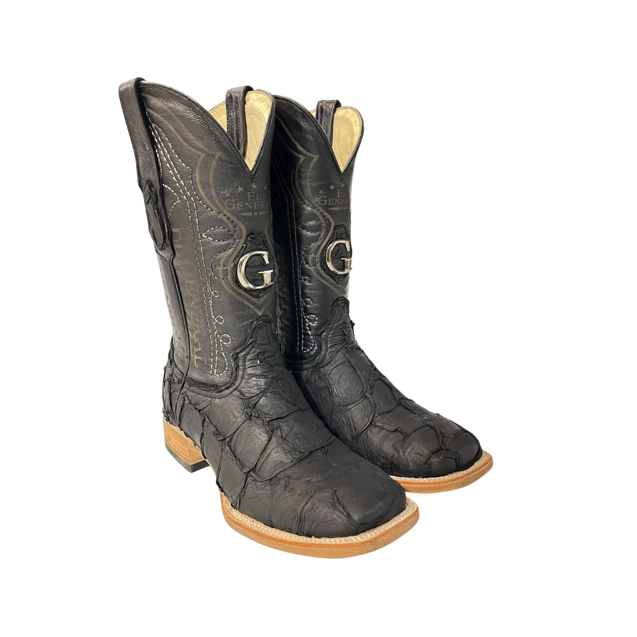 El General Exotic Pirarucu Fish Skin Leather Size 9 USA Western Boots Amazon.com | El General Men main image 2