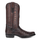 CUADRA Men's Genuine Alligator Leather Laser & Embroidery Western Boot, Chocolate