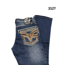 LAMASINI Men's Denim Premium Jeans Stretch Boot Cut Embroidery