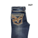 LAMASINI Men's Denim Premium Jeans Stretch Boot Cut Embroidery