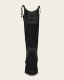 CUADRA Women's Embroidery & Zipper Round Toe Western Boot, Black