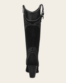 CUADRA Women's Embroidery & Zipper Round Toe Western Boot, Black