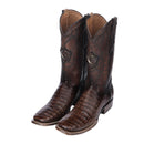 CUADRA Men's Copper Leather Caiman Laser & Embroidery Square Toe Western Boot