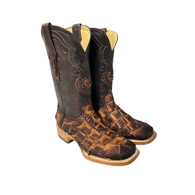 EL GENERAL MEN'S WESTERN BOOTS EXOTIC LEATHER MONSTER FISH PIRARUCU