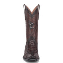 CUADRA Men's Genuine Alligator Leather Laser & Embroidery Western Boot, Chocolate