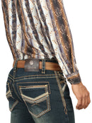 EL CENTENARIO Men's Premium Embroidered Details Bootcut Jeans