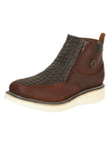 ELGENERAL Men’s Sefeni Men’s Double Zipper Shoe Crazy Leather, Roble