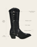CUADRA Women's Embroidery & Studs Pointed Toe Western Boot